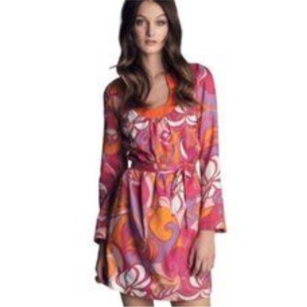 Trina Turk Banana Republic orange Hot pink floral dress size 4 NWT